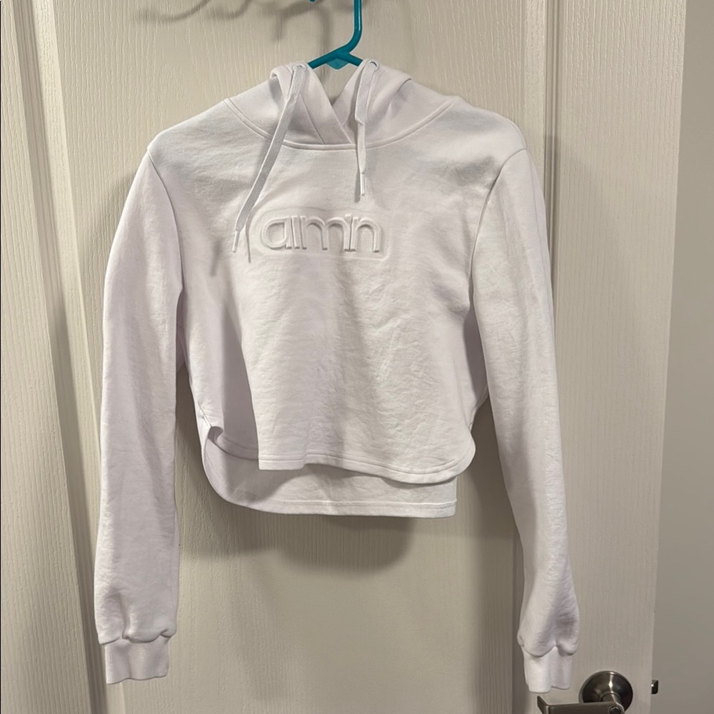 White Long Sleeve Cropped Sweatshirt
